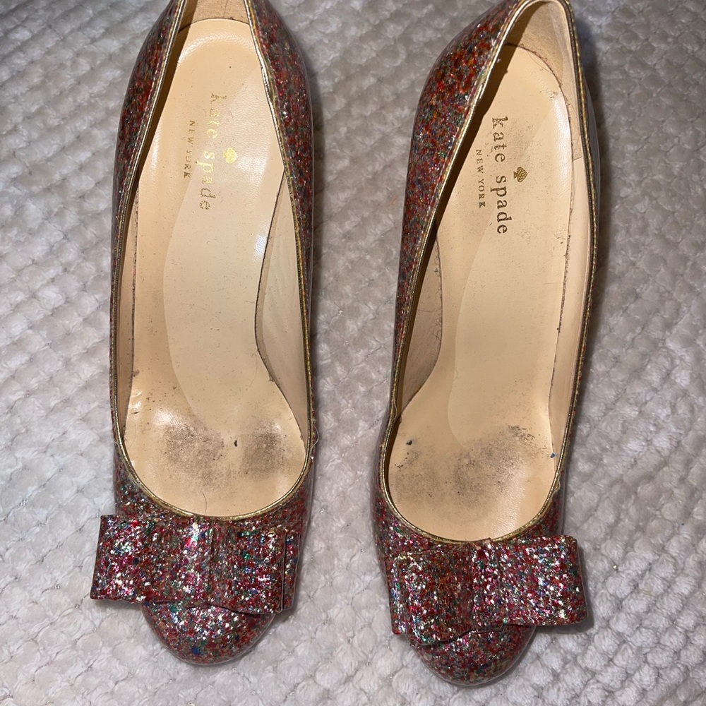 Kate Spade Sparkling Glitter Heels with Bow